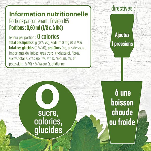 Édulcorant liquide Splenda Stevia  Pas d'édulcorant liquide calorique et  substitut de sucre